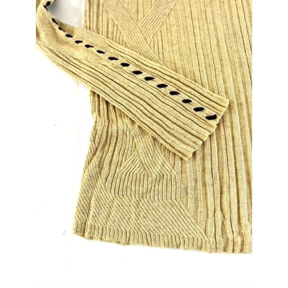 Just Cavalli Sweater XXL Light Yellow Brown Lace Up Sleeves Designer Italy Boho - Picture 4 of 16